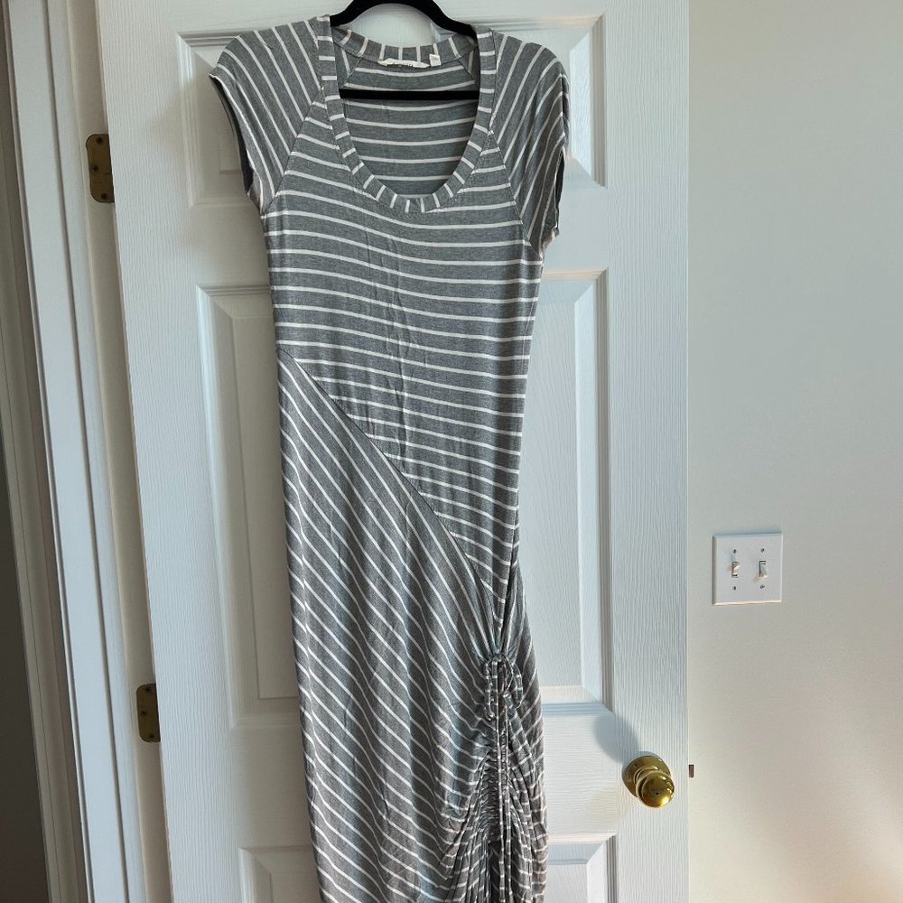Grey Striped Ruched Athleta Maxi Dress